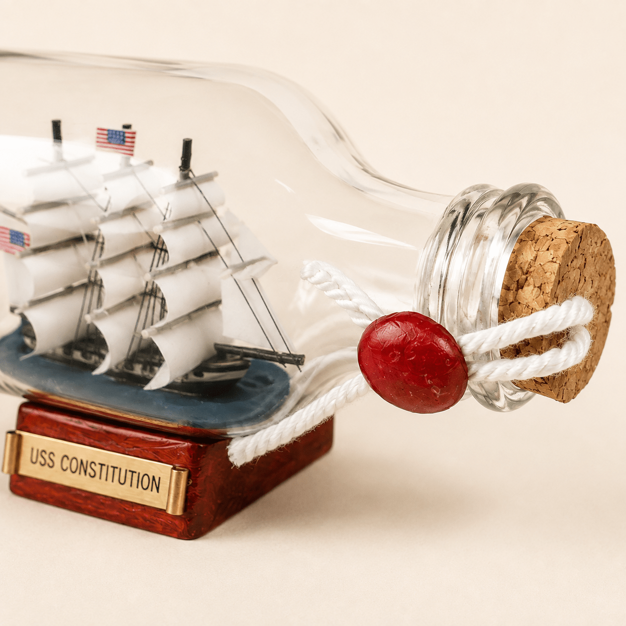 USS Constitution Ship in a Bottle – Handcrafted Nautical Decor - Ocean Relic Studio- Handcrafted Wooden Ship Model