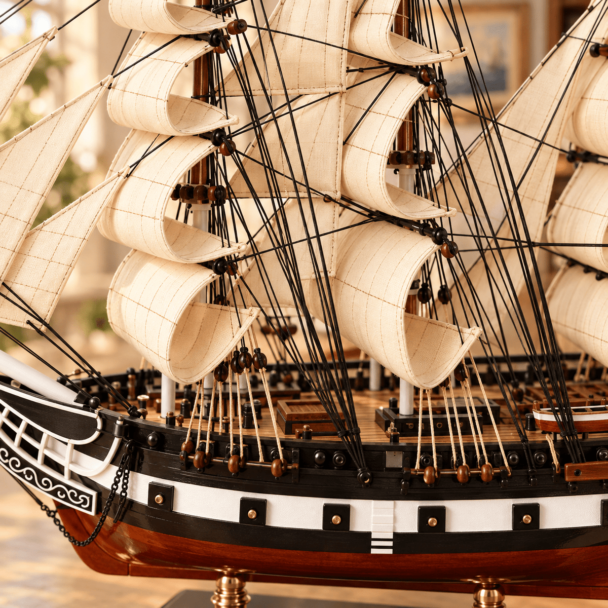 木製帆船　モデルシップ　大型 USS コンスティテューション 木製帆船模型 – プレミアム 60 cm – Ocean