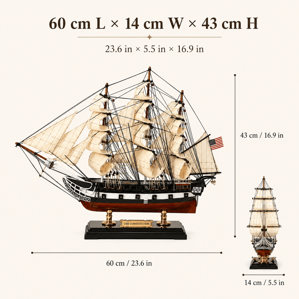 USS Constitution Wooden Ship Model – Premium 60 cm - Ocean Relic Studio
