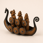 Viking Drakkar Resin Ship Model – Warriors & Shields - Ocean Relic Studio- Handcrafted Wooden Ship Model