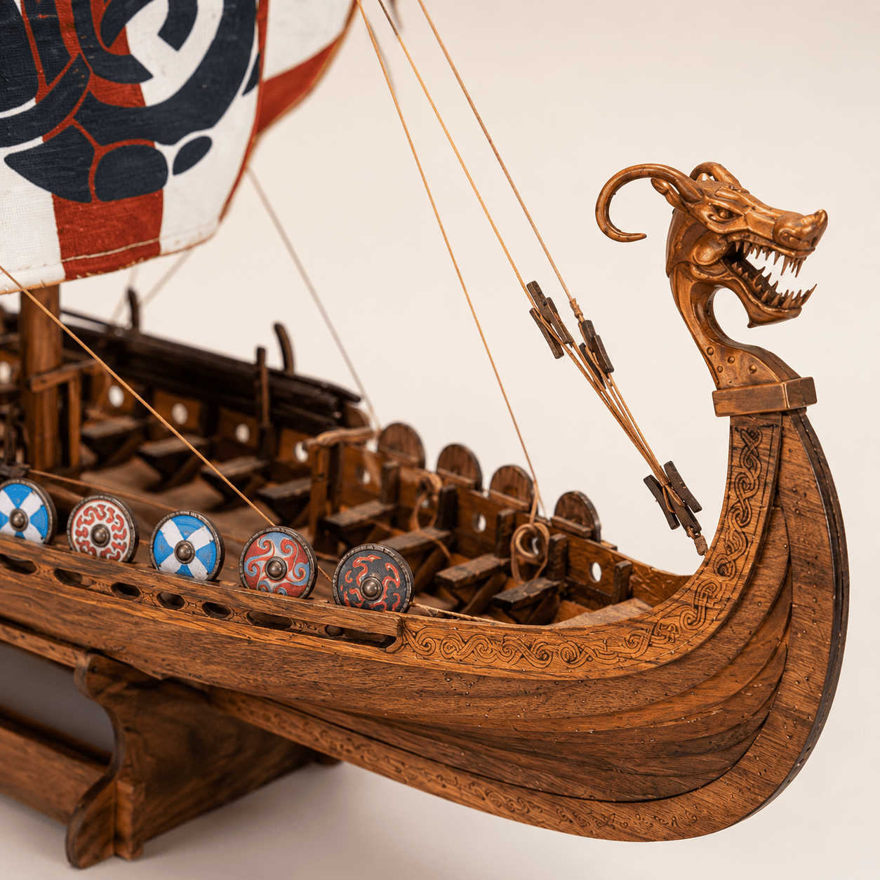 Viking Drakkar Wooden Ship Model Kit – 1:48 Scale Norse Longship - Ocean Relic Studio- Handcrafted Wooden Ship Model