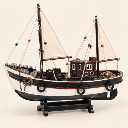 ヴィンテージ木製フィッシングボート模型 - クラシック 38 cm – Ocean