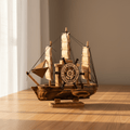 Vintage Wooden Sailboat Model – Compact Nautical Desk Decor - Ocean Relic Studio