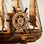 Vintage Wooden Sailboat Model – Compact Nautical Desk Decor - Ocean Relic Studio