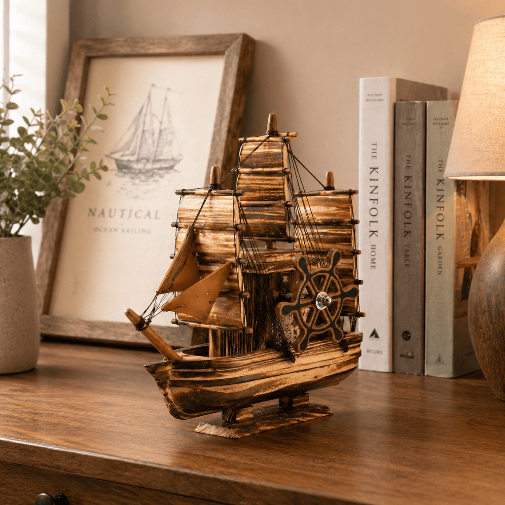 Vintage Wooden Sailboat Model - Ocean Relic Studio