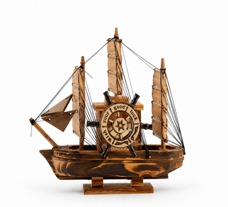Vintage Wooden Sailboat Model - Ocean Relic Studio