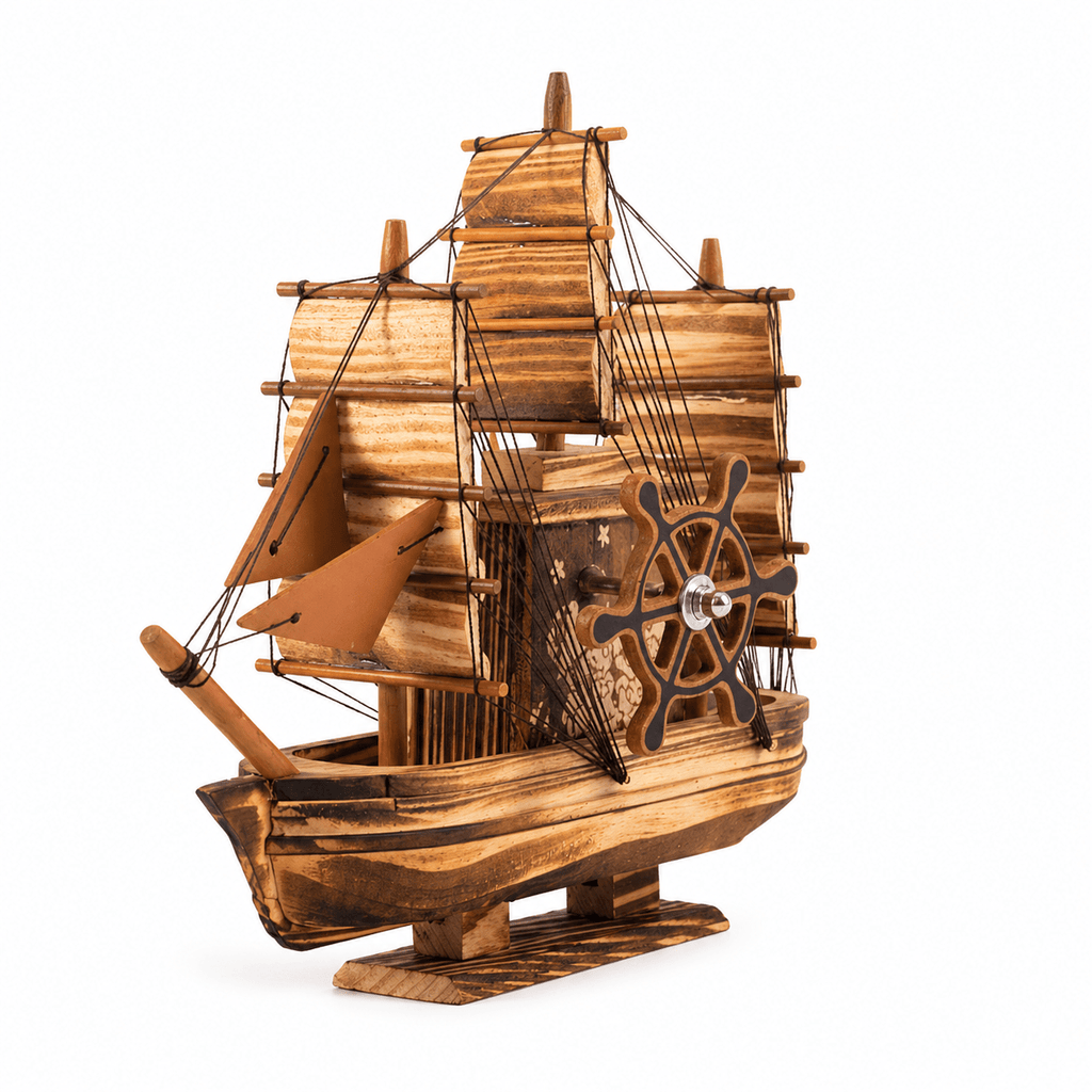 Vintage Wooden Sailboat Model - Ocean Relic Studio
