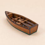 Wooden Rowboat Model – Handcrafted Solid Wood Boat - Ocean Relic Studio- Handcrafted Wooden Ship Model