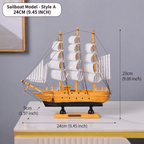 Wooden Sailboat Ship Model – Decorative Desk Ornament - Ocean Relic Studio- Handcrafted Wooden Ship Model