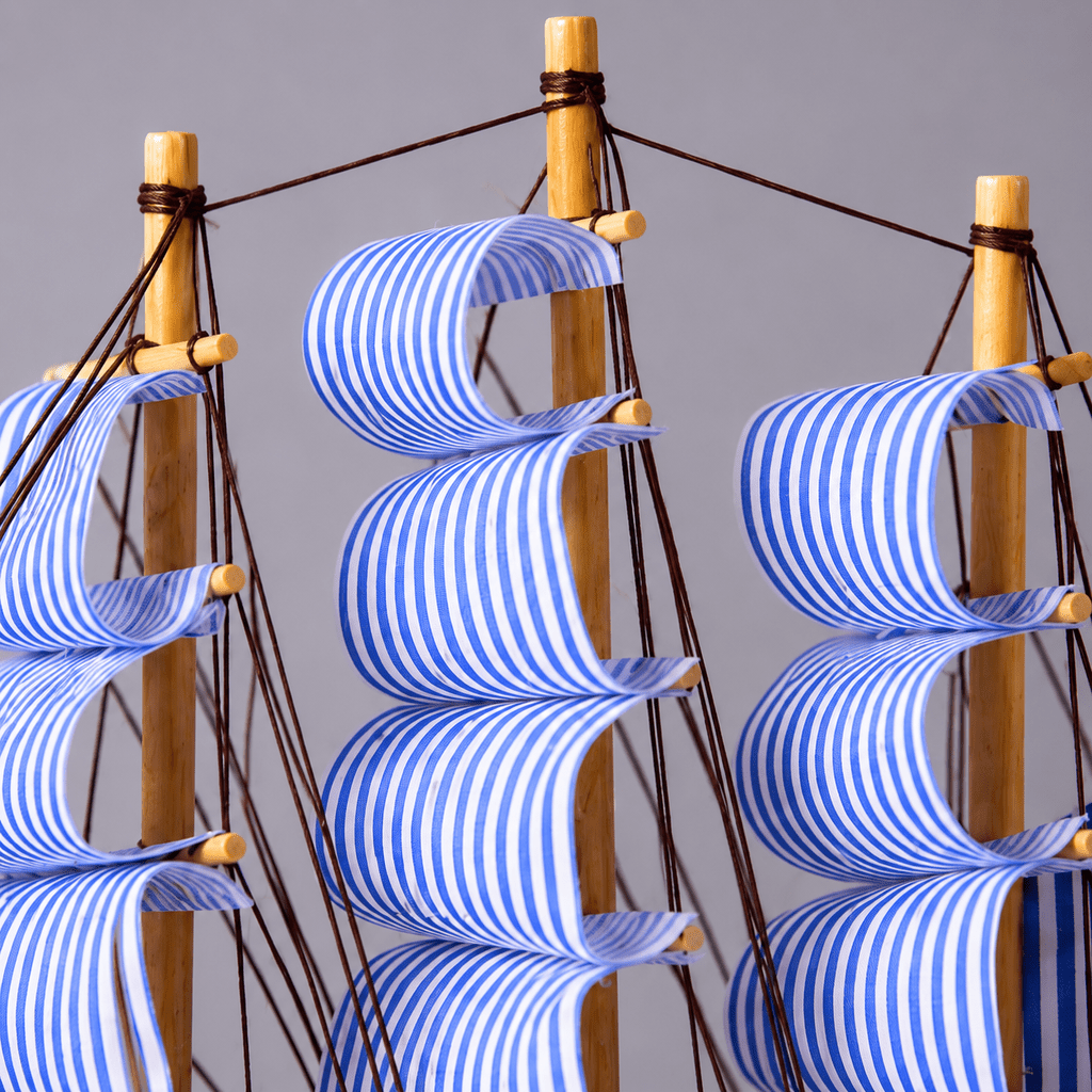 Wooden Sailboat Ship Model – Decorative Desk Ornament - Ocean Relic Studio- Handcrafted Wooden Ship Model