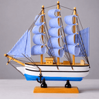 Wooden Sailboat Ship Model – Decorative Desk Ornament - Ocean Relic Studio- Handcrafted Wooden Ship Model