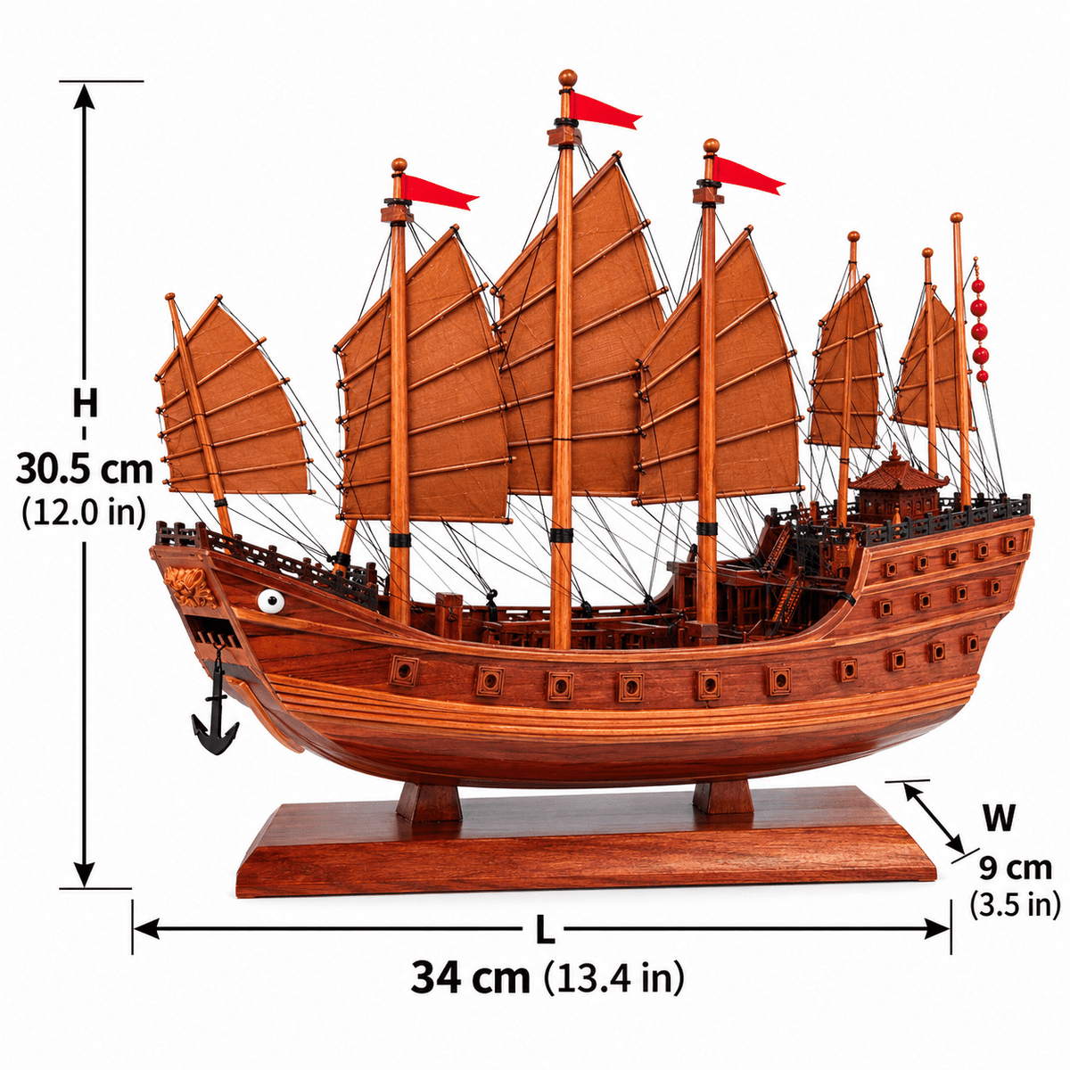 鄭和 木製船模型 - クラシック 34 cm 中国トゥーン材 – Ocean Relic Studio